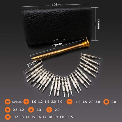 25-In-1 Manual Screwdriver Set, Multi-Function Leather Case, Mobile Phone, Notebook Repair Tool